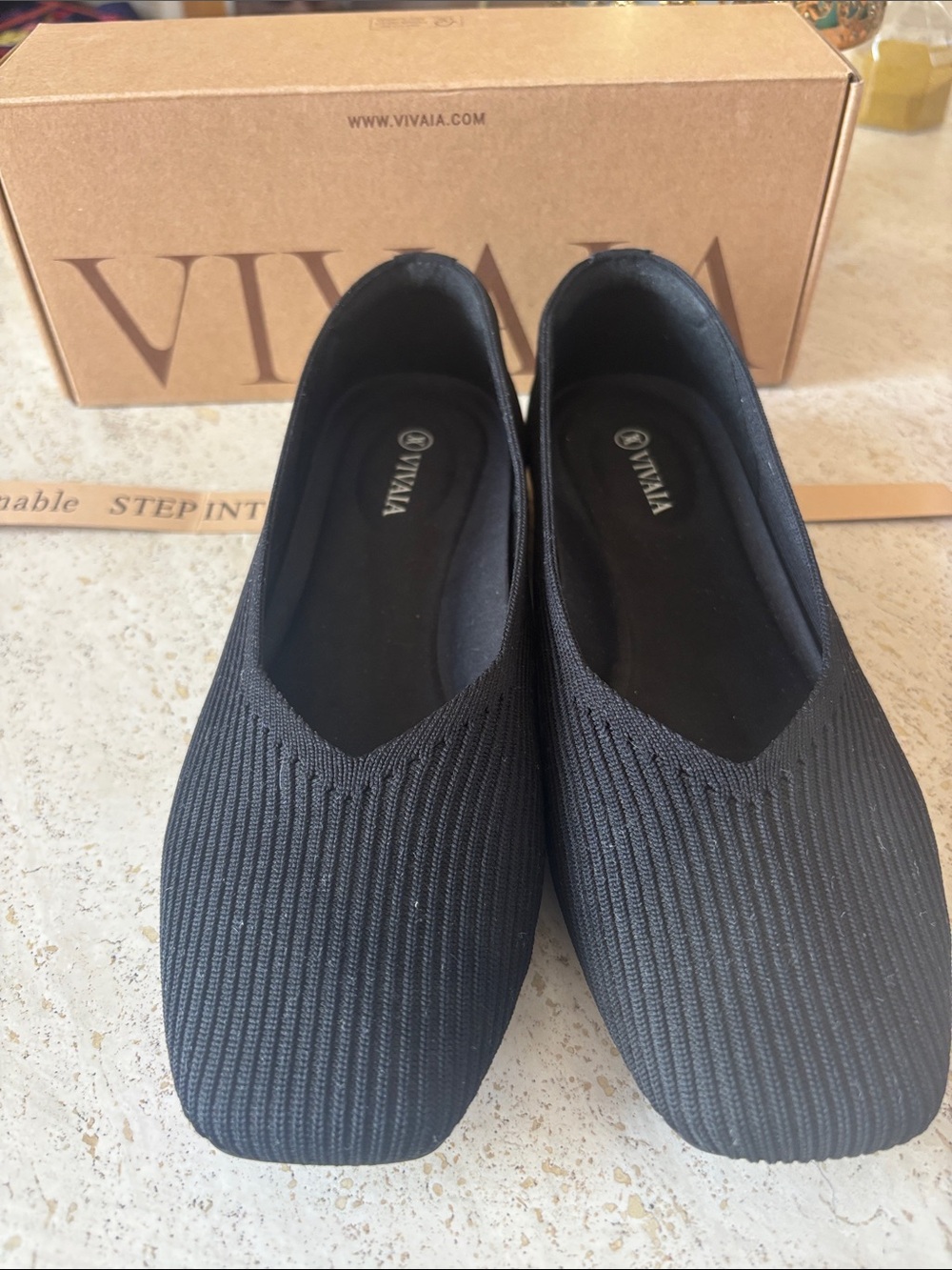 VIVAIA Women's Black Knit Slip-On Loafers